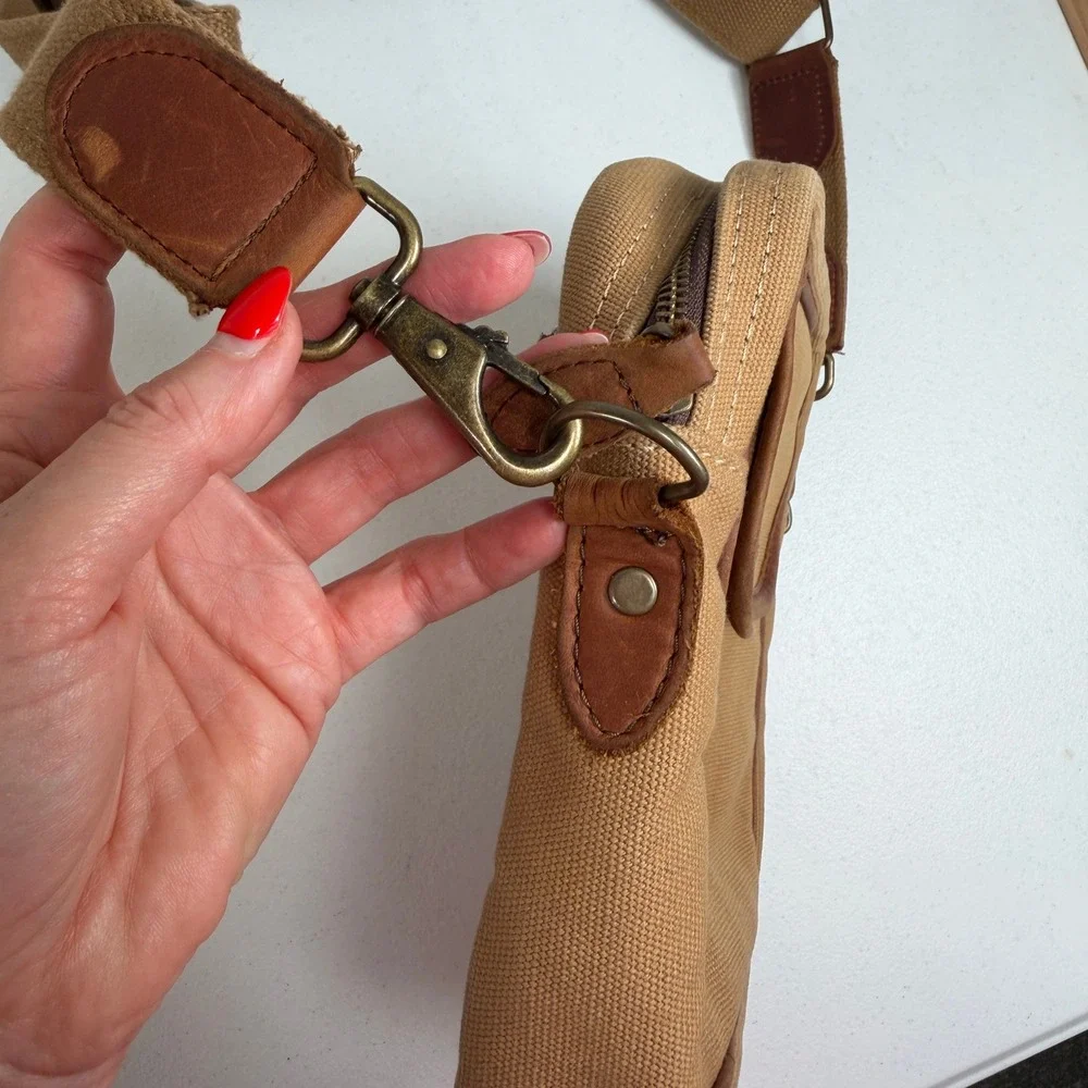 Melvill & Moon Katunda Shoulder Bag Tan Canvas Leather Safari Crossbody Heritage